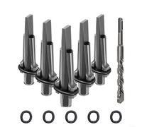 Cuñas divisoras de roca de acero tratado térmicamente con broca SDS diseñadas para dividir piedras duras en construcción al aire libre y uso en canteras (juego de brocas de 18 mm)