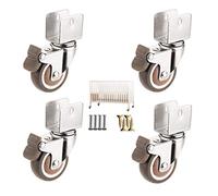 Cunas giratorias tipo U Ruedas giratorias pequeñas (16-25 mm) Capacidad 80 kg, rueda universal de goma TPR para muebles, 2 en 50 mm con frenos, silencio, rodamientos de bolas -4 piezas (16mm)