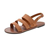 Cuñas Mujer Ortopedicas Sandalias Comodas Cómodas Sandalias de verano para mujer estilo de pez talla grande con punta redonda plana tira al Negras Zapatos Ortopedicos (Brown 38)