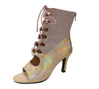 CuñAs Mujer Toe Stiletto High Heels With Shiny Leather Lace Up Mid Top Casual Hollow Out Sandals (Gold, 38)