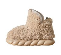 Cuñas para las mujeres color sólido fondo grueso acolchado caliente casa interior suave fondo antideslizante cómodo de gran tamaño algodón zapatillas zapatillas zapatillas moda todo negro, caqui, 37
