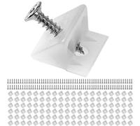 Cuñas para muebles para fondos de cajones y traseras de armarios que se descuelgan, 120 cuñas, con tornillos para madera de M2 x 16 mm, en blanco, de plástico, cantonera en forma de L de 14 x 9 mm