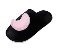 Cuñas rojas para talla 9 Zapatillas de algodón Star Moon para niñas, zapatillas de interior de felpa, zapatillas de felpa lindas botas cortas sin talón, Le Noir, 41 EU