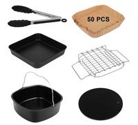 Cunbayi Juego de 6 accesorios para freidora de aire caliente COSORI, Philips, Tefal y Cecotec Airfryer XXL, sin BPA, 6 unidades, negro, 5,5 L, acero inoxidable y silicona, 6 unidades