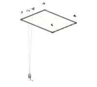 Cuncial Tendedero de Techo TZ 301051 – Extensible, Manivela, Aluminio Anodizado, Blanco