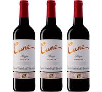 Cune Crianza Vino Tinto Español con Aromas Frutales y Notas de Roble, Ideal para Maridar con Carnes, Quesos y Platos Mediterráneos| 3 botellas