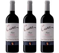 Cune Reserva Vino Tinto con Aromas de Fruta Madura y Notas de Barrica, Ideal para Maridar con Carnes Rojas, Quesos Curados y Platos Tradicionales| 3 botellas