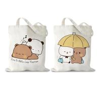 Cunegra Bubu Dudu Bolsa de Tela Estampada, Linda Bolsa de Transporte con Impresión a Doble Cara, Dudu Bubu Bolsa de la Compra Bolsa de Tela para Diario Escuela Viajar, Dulces Regalos para Parejas