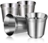 Cunluna 4 Tazas de café expreso de Acero Inoxidable de 80 ml de 2,7 oz, Taza de café expreso irrompible con Aislamiento de Doble Capa, Vaso pequeño