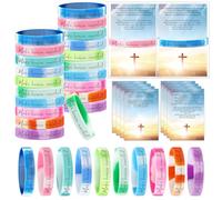 Cunno 30 pulseras cristianas Make Heaven Crowded, regalo religioso motivacional para mujeres, tarjeta de poema inspiradora con pulsera de silicona, regalo para el día de la madre, para la iglesia
