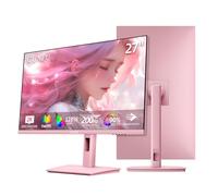 CUNPU - Monitor para juegos de 27 pulgadas, color rosa pastel QHD 2560 x 1440, 180 Hz, 1 ms, GTG Fast IPS Monitor, 90% DCI-P3, sincronización adaptativa, altavoz integrado, altura giratoria