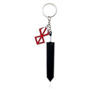 CuNto Juego Berserk Guts Espada Llavero Leyenda Guerrero Negro Zinc Aleación Colgante Llavero Armas Llavero Coche Hombres Anime Accesorios, rojo, L