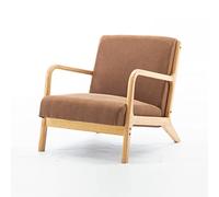 CUNTO Sillón para dormitorio, silla cómoda para espacios pequeños, silla de lectura de madera con alfombrilla de tela otomana y respaldo, silla de salón, sala de estar, acento cómodo para dormitorio