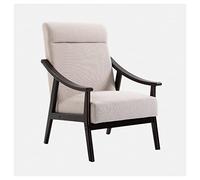 CUNTO Sillón, silla de ocio para dormitorio, sillas de brazo para sala de estar, silla de acento retro con marco de madera de goma, cómodo tapizado con cojín de tela para sala de espera