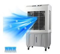 CuNtoHHH Enfriador de Aire evaporativo Industrial con oscilación de 120°, depósito de Agua de 50 litros, 3 velocidades y 6 acumuladores de frío para Habitaciones Grandes, Patios y garajes.