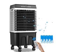 CuNtoHHH Enfriador de Aire Industrial con Tanque de Agua de 40 litros, Ventilador de 3 velocidades, humidificador, purificador, Control Remoto y Temporizador de 12 Horas para el hogar, la o