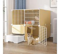 CuNtoHHH Parque para Gatos, perreras para Gatos de Interior, recintos para Gatos de Exterior, jaulas para Gatos de Interior Grandes de 3 Niveles con Puerta y Caja de Arena Cerrada para Gatos, Uso par