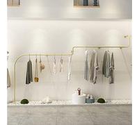 CuNtoHHH Perchero de Pared de Hierro Creativo para Tiendas de Ropa, Sistema de Armario con Varilla en Forma de Tubo Dorado.