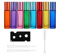 CUNZHE 8 Piezas Botella de Aceite Esencial Botellas Roll On de Vidrio con abridor, cuentagotas y cepillo de limpieza para Aceites Esenciales Perfumes (10ml)