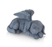 Cuodia: Estatua conmemorativa de perro ángel gris, figura de perro lápida para mascotas, decoración de ángel para exteriores e interiores