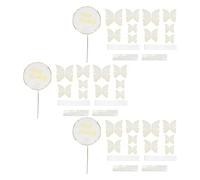 CUOFYUNL 3 Juegos de Insertos de Pastel de Mariposa Color 3D Tarjeta de Inserción de Pastel de Mariposa Decoración de Cupcake Cumpleaños Decoración de Fiesta de Boda (Blanca)