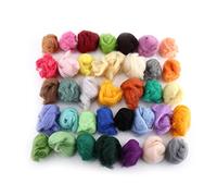 CUOFYUNL 36 Colores Fibra De Lana Teñida Roving Para Fieltro De Aguja Juego De Hilado A Mano