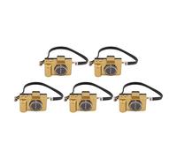CUOFYUNL 5 Piezas de Cámaras Digitales Retro Miniatura para Casa de Muñecas Pequeñas Accesorios Decorativos de Plástico Juguetes con Batería Integrada (Oro)