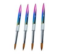 CUOFYUNL Juego de 4 pinceles para decoración de uñas, tubo de aluminio, mango ergonómico, cepillo de Gel para extensión de uñas de pelo suave y Flexible firme