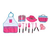 CUOFYUNL Juego de jardinería para niños Juego de simulación Juguete Delantal Sombrero para el Sol Guantes Kit de Herramientas de jardinería para niños pequeños Rosa
