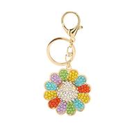 CUOFYUNL Llavero de Girasol con Diamantes de imitación Brillantes de Metal Pulido Lindo Llavero Bolsa Adorno para Aniversario de Acción de Gracias (Vistosa)