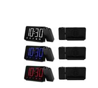 CUOFYUNL Reloj Despertador de proyección Proyector de 180° con Radio FM Función de repetición 4 atenuadores Alarma Dual Carga USB Reloj Digital 12H/24H para dormitorios (Blanca)