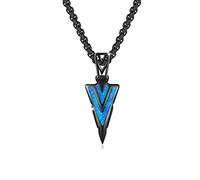 CUOKA MIRACLE Cadena para hombre de plata de ley 925 azul ópalo con colgante de flecha, collar punk punta de flecha, joyas para San Valentín, regalos para hombre, mujer, hermano, Plata esterlina,