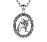 CUOKA MIRACLE Collar con colgante ovalado de 12 constelaciones de plata de ley 925, collar con colgante ovalado de doce constelaciones, joyería de astrología, regalo de cumpleaños, adecuado para