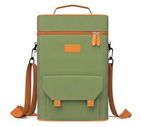 Cuopru Bolsa de transporte premium Yerba Mate Kit - Doble capa impermeable 2 bolsillos para botellas de vino bolsa portátil para viajes, picnic, playa