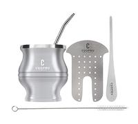 Cuopru Juego de taza y bombilla Yerba Mate: incluye taza mate moderna, juego moldeador de yerba mate, bombilla mate (pajitas) y cepillo de limpieza (acero inoxidable, 180 ml)