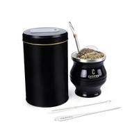 Cuopru Juego de tazas de yerba mate 6 en 1, incluye calabaza mate moderna, yerbero, bomba (pajita), cepillo de limpieza, filtro de té y kit de afeitadora