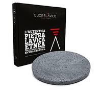 CUORE LAVICO - Placa refractaria de piedra volcánica étnica redonda para pizza diámetro 35 SP. 2 cm | Horno de gas, eléctrico y barbacoa para pan y pinza - Made in Italy