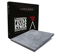 Cuore Lavico - Placa refractaria en piedra volcánica del Etna, ideal para pizza, medidas 39 x 35 x 2 cm, placa refractaria para horno eléctrico/gas y barbacoa. Made in Italy