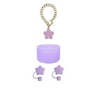 Cup Accessories Set, Straw Toppers for 40oz Cup, Star Design Cup Straw Cover, Adorable Flower Charm, Glitter Silicone Boot, Cup Decor Accessories, 40oz Cup Toppers, Fun Drink Accessories