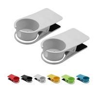 Cup Clip Drink Holder Beach Chair Cruise, Cruise Drink Holder, Clip on Cup Holders for Beach Chair Holders for Beverage Soda Coffee Beer Bottle (Gray*2)