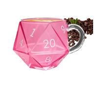 Cup For Tea - Polyhedral Dice Breakfast Cup, Glass Drinking Mug | Morning Routine Breaks Birthday Party Seasonal Celebrations Workplace Relaxing Moments Weekend Leisure Tableware Gamer Kitchen Gift