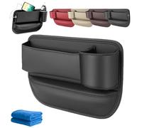 Cup Holder Gap Bag for Car, Berimat for Car, Car Leather Cup Holder Gap Bag, Adjustable Car Seat Gap Storage Box, Car Seat Gap Filler Organizer with Water Cup Holder for Item (Co-Pilot-Black)