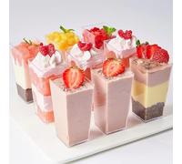 Cup King 10 tazas de postre, tazas altas de plástico para postre, aperitivo, trifle, cóctel de frutas, tarta de queso, ideal para bodas, fiestas de cumpleaños, macetas de postre, plástico transparente