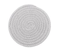 Cup Mat Pad Round Woven Cotton Thread Handmade 4.3in Insulation Thick Versatile Drink Coaster Tabletop Protection for Hot & Cold Drinks for Tabletop Kitchen (Light Grey)