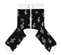 cup of sox Calcetines divertidos para mujer con patrón de notas y canciones, calcetines coloridos para hombres para músicos, Negro , 37-40