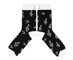 cup of sox Calcetines divertidos para mujer con patrón de notas y canciones, calcetines coloridos para hombres para músicos, Negro , 37-40