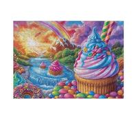 Cupcake arcoíris Flores Puzzle 300 Piezas Familiar Pasatiempo Rompecabezas 3D para Familia Juguete Educativo Construir Maquetas Aliviar Estrés 300 PCS