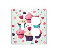Cupcake Candy Hearts Sweet Wall Plates - Cubierta decorativa para interruptor de luz, 2 tomas de corriente, placa de interruptor eléctrico, cubierta de placa frontal termoplástica para dispositivo