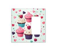 Cupcake Candy Hearts Sweet Wall Plates - Cubierta decorativa para interruptor de luz, 2 tomas de corriente, placa de interruptor eléctrico, cubierta de placa frontal termoplástica para dispositivo