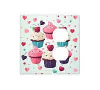 Cupcake Candy Hearts Sweet Wall Plates - Cubierta decorativa para interruptor de luz, 2 tomas de corriente, placa de interruptor eléctrico, cubierta de placa frontal termoplástica para dispositivo
